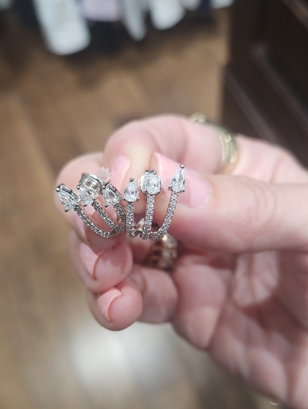 Silver Crystal Multi-Stone Hoop Earrings - Sparkling Clear Stones